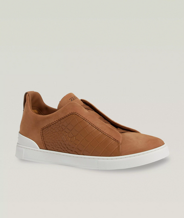 Triple Stitch Alligator Leather Sneakers