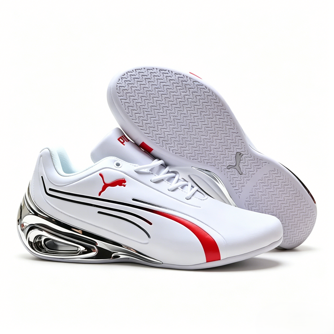 Men's Silver-Trimmed Fashion Sneakers