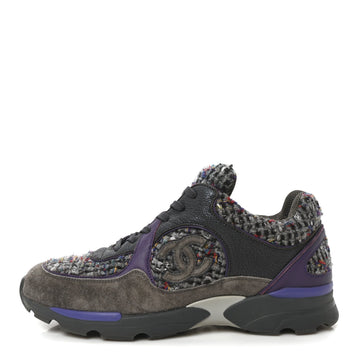 Suede Tweed Goatskin Double-C Sneakers