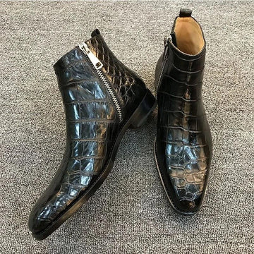 Vintage Stone Print Ankle Boots